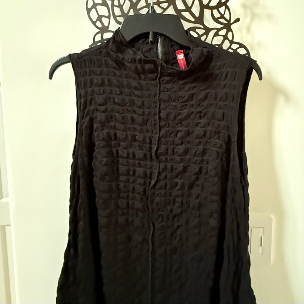 IC Collection Textured Bubble Check Mock Neck Swing Waistless Midi Dress S NWOT - Picture 6 of 14
